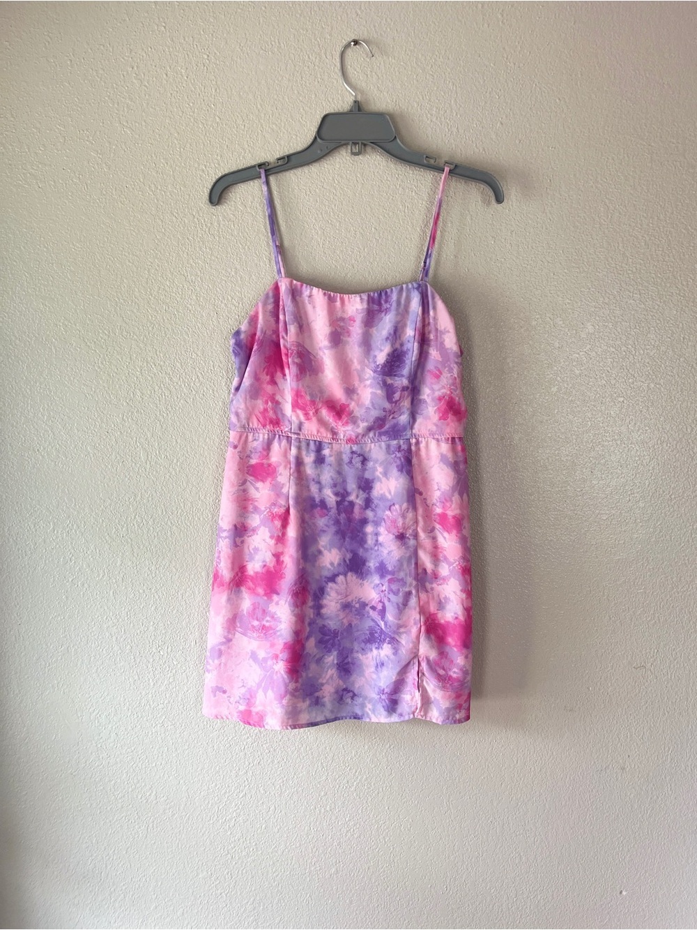 Francesca's Collections Pink and Lavender Satin Slip Dress